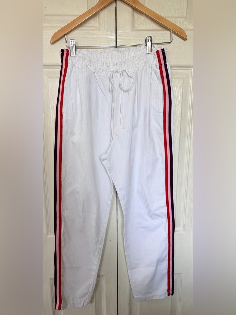 XiRENA Striped Jogger Pants Red Pink and Burgundy Side Stripe Size M